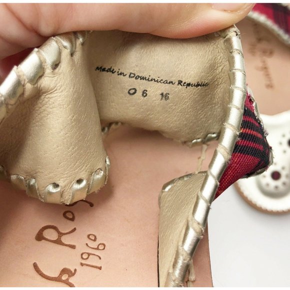 Jack Rogers Jacks Plaid Thong Sandals Red Silver 9 - Picture 4 of 7